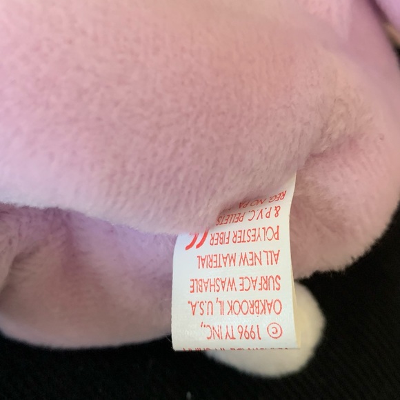 FLOPPITY The purple bunny a TY beanie baby ventige, mint, retired, PVC pellets - Picture 5 of 5